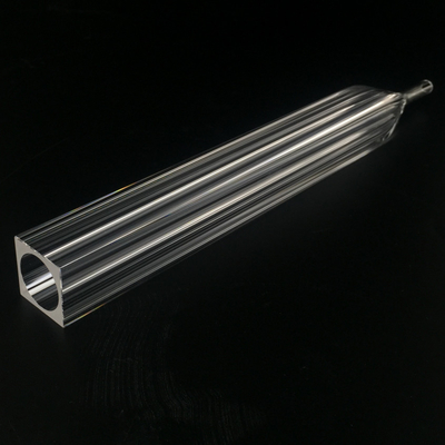 Custom Made Heat Resistance Outer Square Inner Circular Tapered Long Mouth Quartz Tube